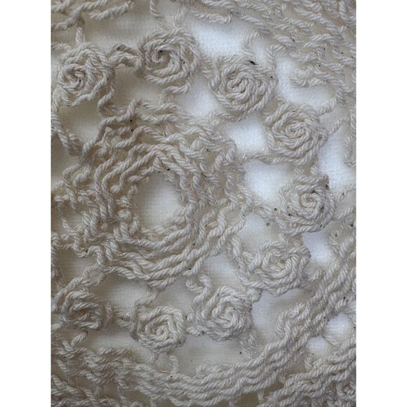 Cream Crochet Peplum Sweater Top Feminine Romantic XL-L See Through Cottage Core - Picture 9 of 11